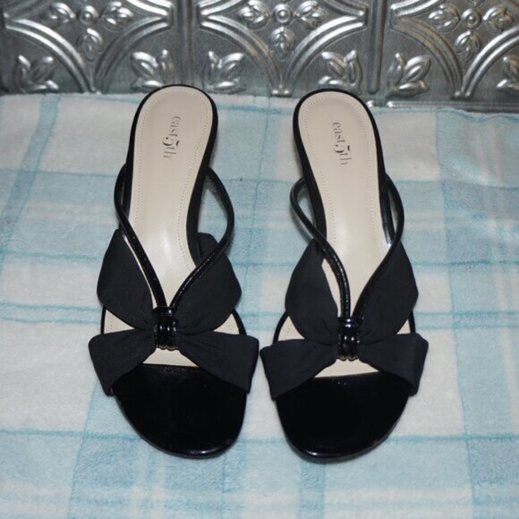 New Women's EAST 5TH HEATHER BLACK Size 8M Slip On Open Toe 2.5" Stiletto Heels - Picture 1 of 4
